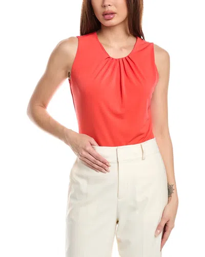 T Tahari Pleated Neck Blouse In Red