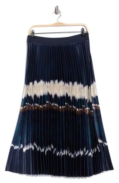 T Tahari Pleated Pull-on Skirt In Blue