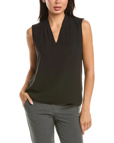 T Tahari Pleated Shoulder Blouse In Black