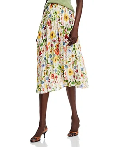 T Tahari Women's Floral-printed Pull-on Pleated Midi Skirt In Sunray Garden Print