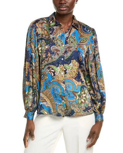 T Tahari Pleated Sleeve Blouse