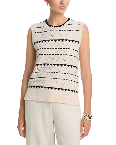 T Tahari Pointelle Sleeveless Sweater In Neutral
