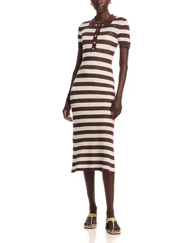 T Tahari Polo Collar Midi Dres In Multi
