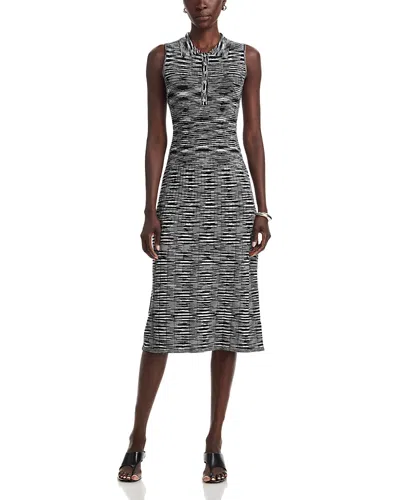 T Tahari Polo Collar Rib Knit Dress In Black