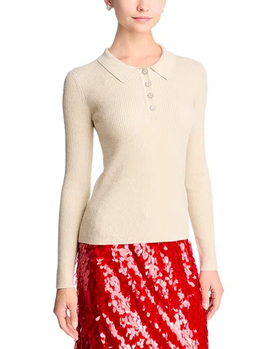 T Tahari Polo Collar Sweater In Neutral
