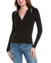 T Tahari Whipstitch Polo Sweater
