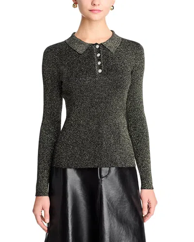 T Tahari Polo Collar Sweater In Gray