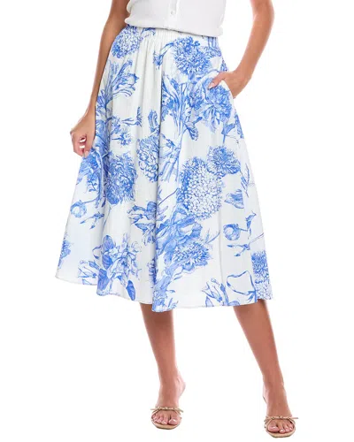 T Tahari Print Maxi Skirt In Blue