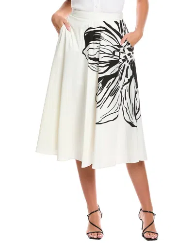 T Tahari Print Maxi Skirt In White
