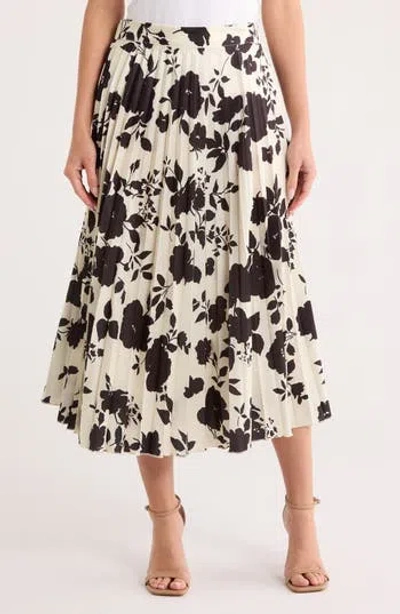 T Tahari Print Pleated Skirt In Multi