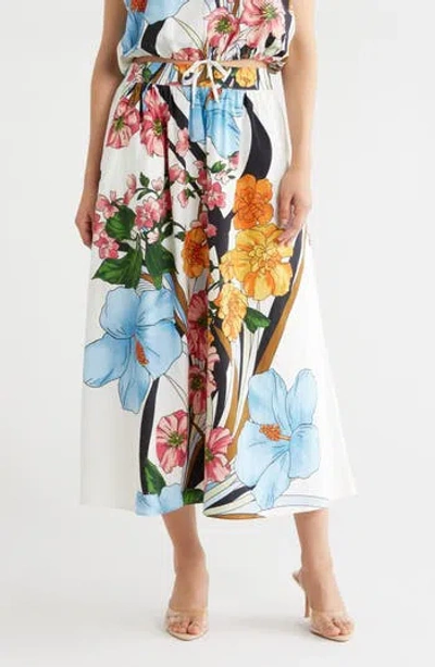 T Tahari Print Poplin Skirt In Multi