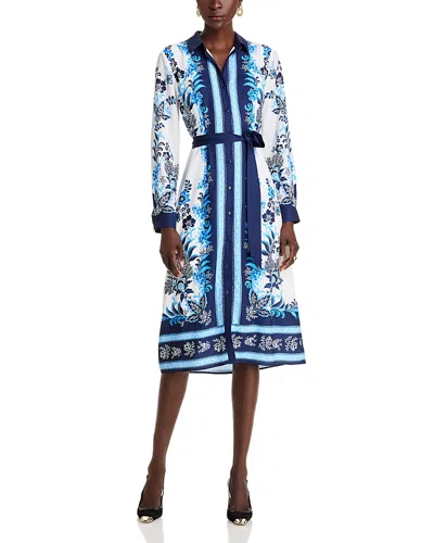 T Tahari Printed Belted Shirt Dress In Marina Garden Print