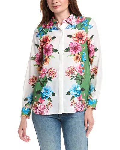 T Tahari Printed Blouse In Black