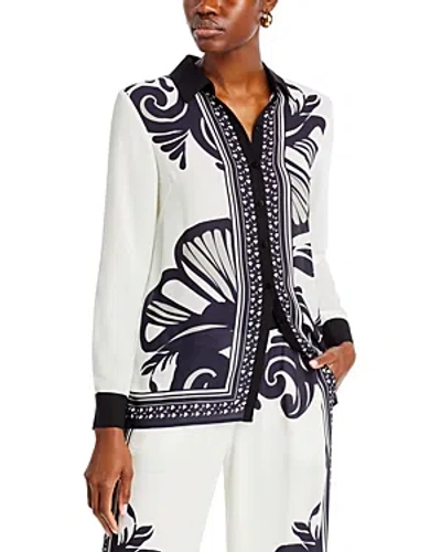 T Tahari Printed Button Front Shirt In Black  White