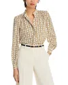 T Tahari Printed High Neck Blouse In Equestrian