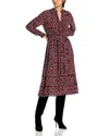 T Tahari Printed Long Sleeve Belted Midi Dress In Heart Link