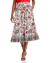 T TAHARI PRINTED MIDI SKIRT