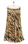 T Tahari Printed Satin Bias Skirt In Brown