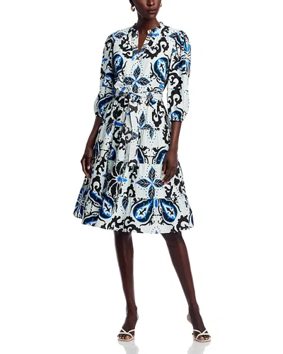 T Tahari Printed Tiered Dress In Graphic Medallion Print