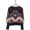 T Tahari Puff Sleeve Floral Jacquard Sweater In Multi