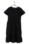 T Tahari Puff Sleeve Tiered Dress