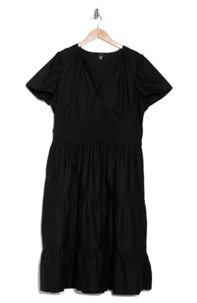 T Tahari Puff Sleeve Tiered Dress