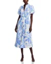 T Tahari Puffed Sleeve Shirtdress In Etheral Spring Garden