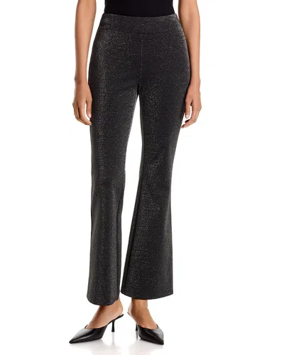 T Tahari Pull On Metallic Kick Flare Pants In Black