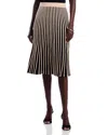 T Tahari Pull On Midi Bi Color Skirt In Black