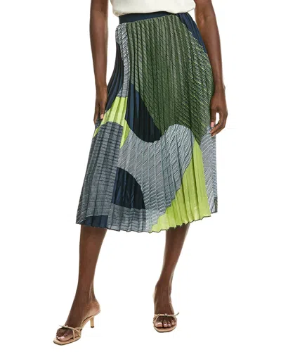 T Tahari Pull On Pleated Midi Skirt In Multi