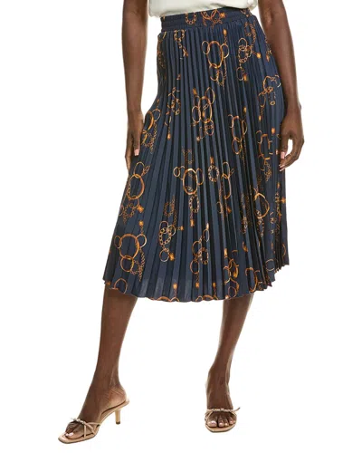 T Tahari Pull On Pleated Skirt In Blue