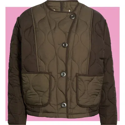 T Tahari Quilted Jacket In Green