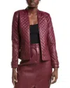 T Tahari Quilted Jacket In Red