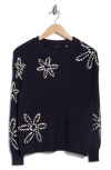 T Tahari Rib Crewneck Sweater In Blue