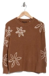 T Tahari Rib Crewneck Sweater In Brown