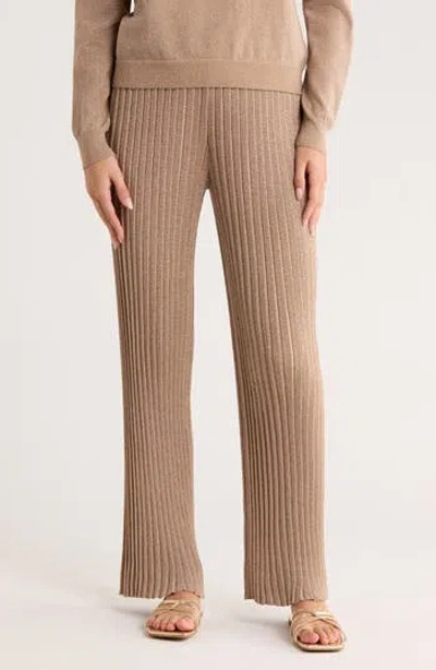 T Tahari Rib Pull-on Pants In Neutral