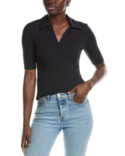 T Tahari Ribbed Polo Shirt In Blue