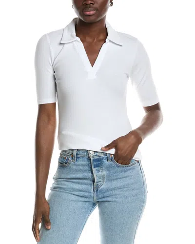 T Tahari Ribbed Polo Shirt In White