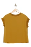 T Tahari Ribbed Ruffle Cap Sleeve Top In Mustard