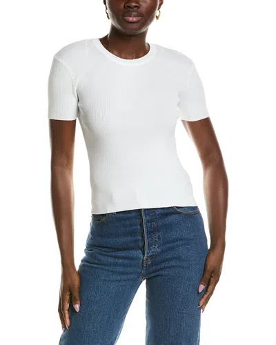T Tahari Ribbed Top In White