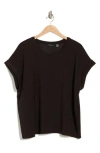 T Tahari Roll Sleeve Scuba Knit Top In Black
