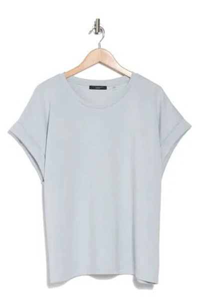 T Tahari Roll Sleeve Scuba Knit Top In Light Blue