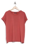 T Tahari Roll Sleeve Scuba Knit Top In Sienna