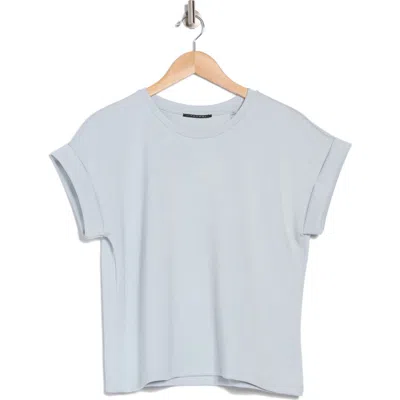 T Tahari Roll Sleeve Scuba Top In Light Blue