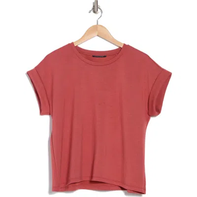 T Tahari Roll Sleeve Scuba Top In Sienna