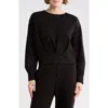 T Tahari Rose Embroidered Scuba Knit Crewneck Top In Black