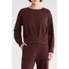 T Tahari Rose Embroidered Scuba Knit Crewneck Top In Brown