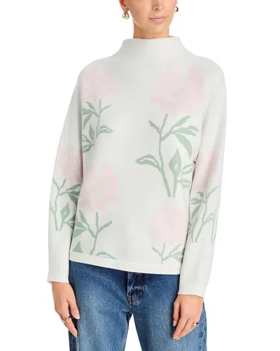 T Tahari Rose Jacquard Funnel Neck Sweater In Gray