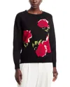 T Tahari Rose Long Sleeve Crewneck Sweater In Black
