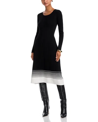 T Tahari Round Neck Dress In Black/white